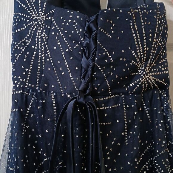 Navy Blue strapless starlight sparkle long gown prom formal evening Sz 9 NWOT - Picture 9 of 10